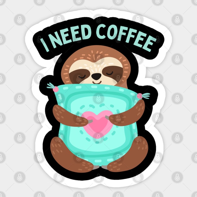 In need of coffee lover coffee addict Funny tired exhausted sloth Sticker by BoogieCreates